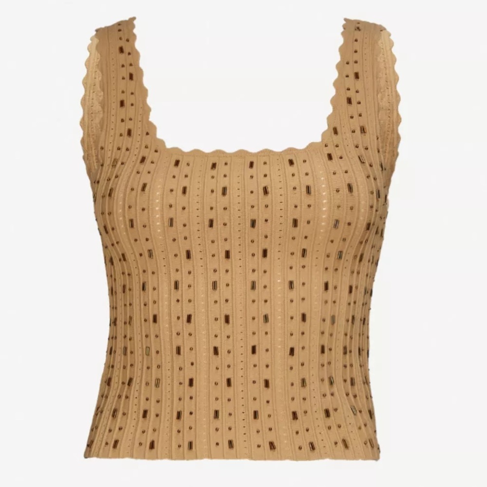 SANDRO Bead-Embellished Crop Stretch-Knit Top